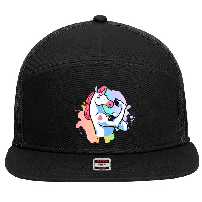 Muscle Unicorn 7 Panel Mesh Trucker Snapback Hat