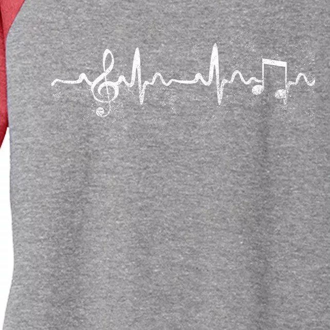 Music Heartbeat Pulse Women's Tri-Blend 3/4-Sleeve Raglan Shirt