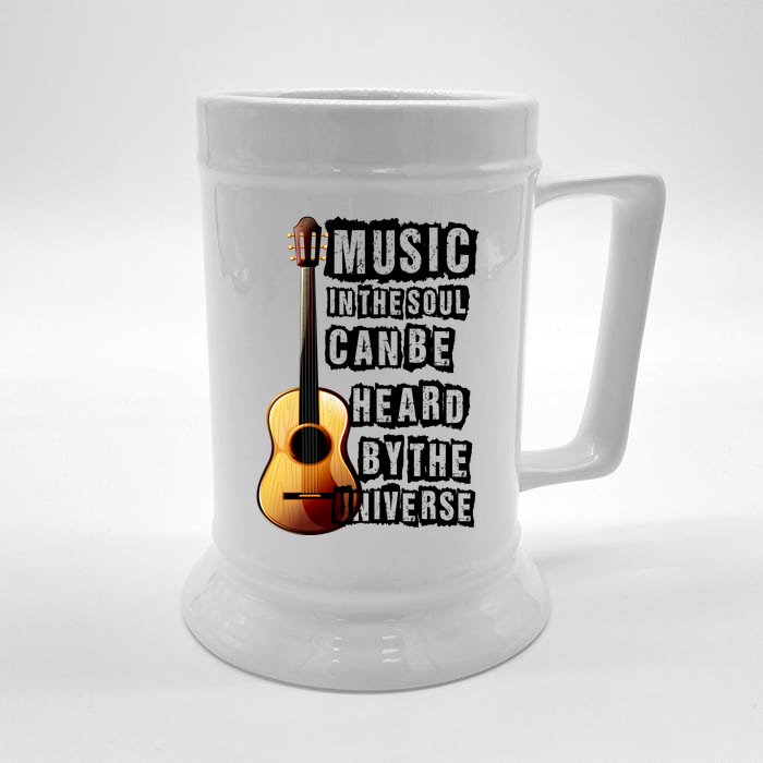 Music In The Soul Can Be Heard By The Universe Guitar Front & Back Beer Stein