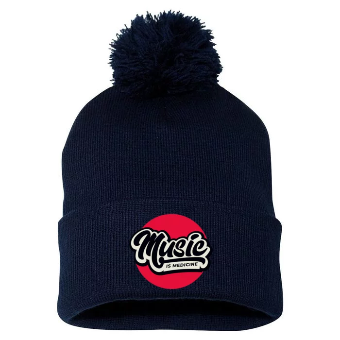 Music is Medicine Pom Pom 12in Knit Beanie