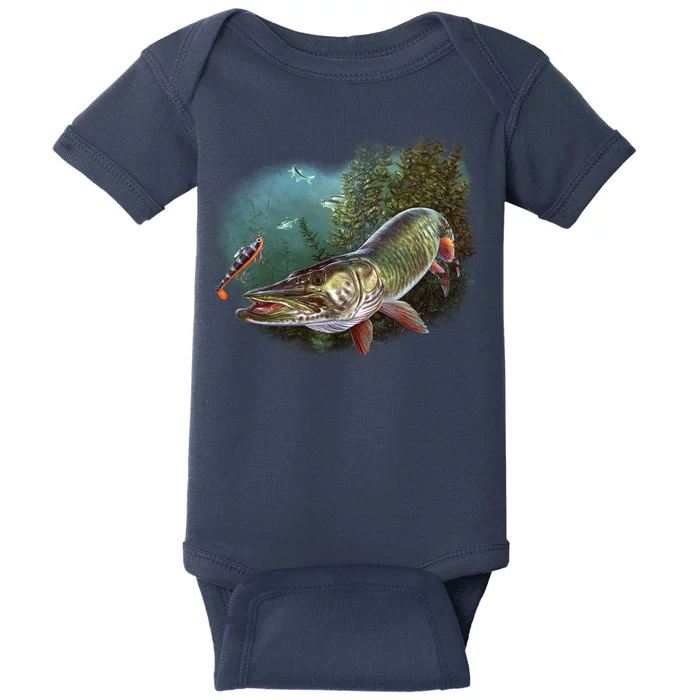 Musky Chase Fishing Baby Bodysuit