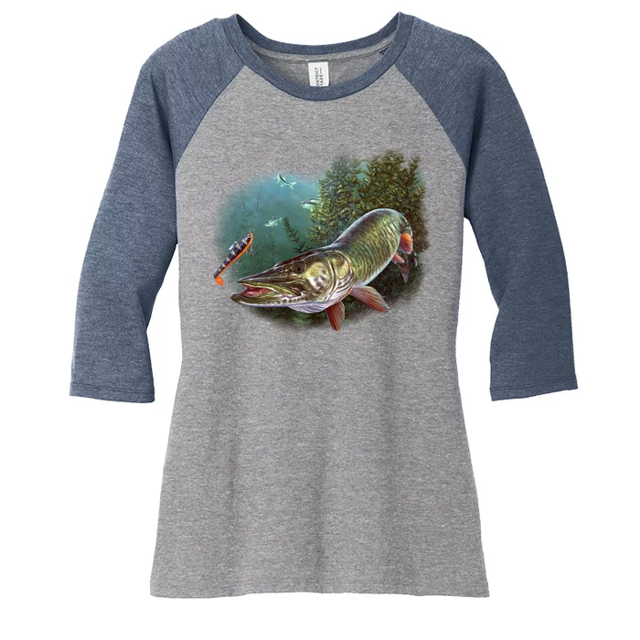 Musky Chase Fishing Women's Tri-Blend 3/4-Sleeve Raglan Shirt