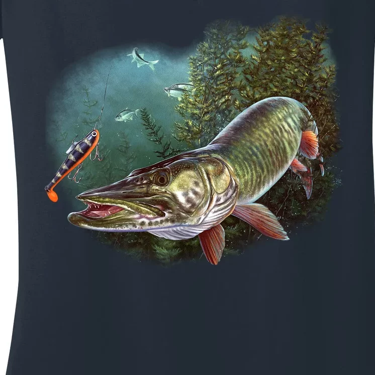 Musky Chase Fishing Women's V-Neck T-Shirt