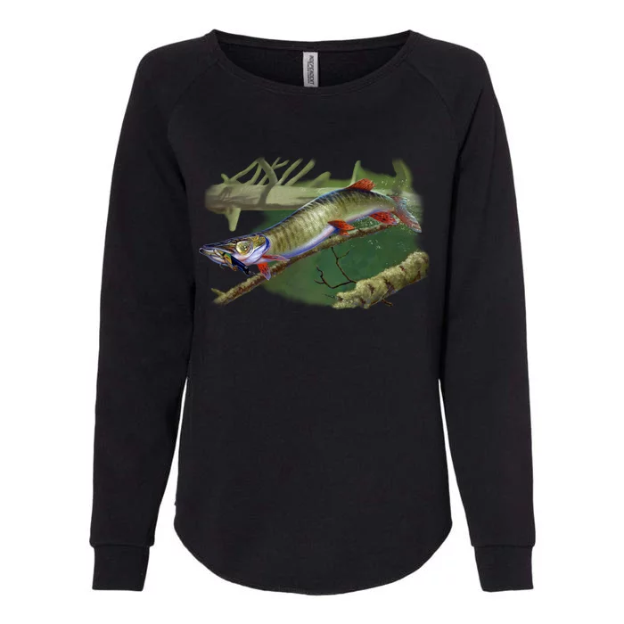 Musky Escape Route Fishing Womens California Wash Sweatshirt