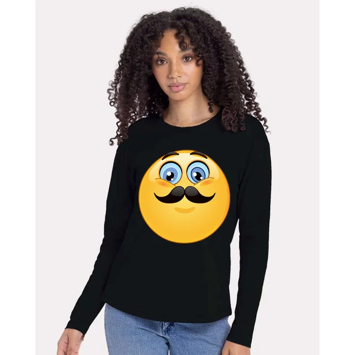 Mustache Emoji Smiley Face Womens Cotton Relaxed Long Sleeve T-Shirt