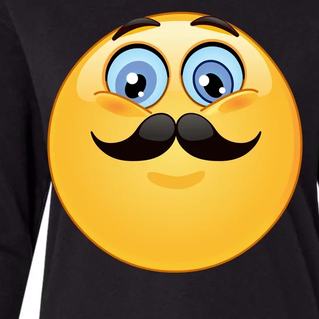 Mustache Emoji Smiley Face Womens Cotton Relaxed Long Sleeve T-Shirt