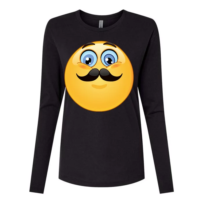 Mustache Emoji Smiley Face Womens Cotton Relaxed Long Sleeve T-Shirt