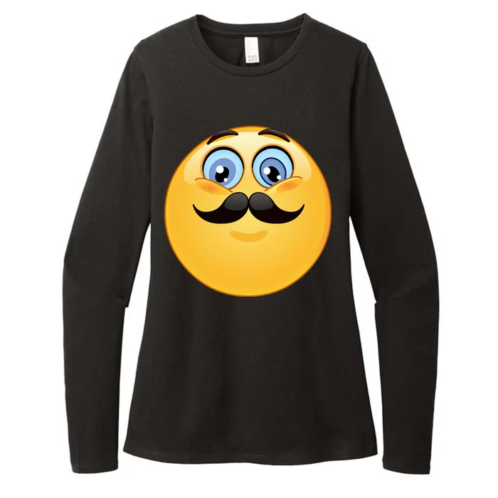 Mustache Emoji Smiley Face Womens CVC Long Sleeve Shirt