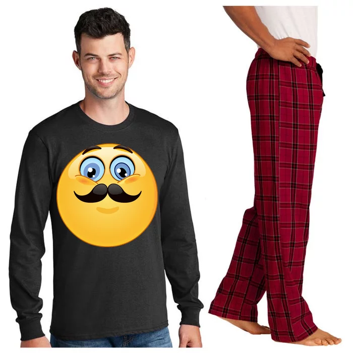 Mustache Emoji Smiley Face Long Sleeve Pajama Set