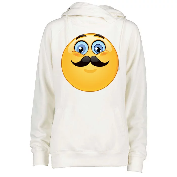 Mustache Emoji Smiley Face Womens Funnel Neck Pullover Hood