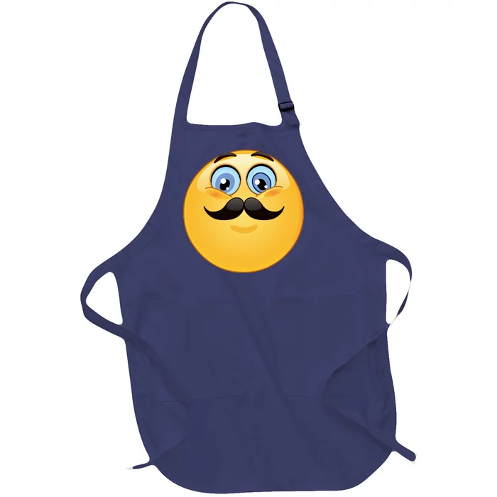 Mustache Emoji Smiley Face Full-Length Apron With Pocket