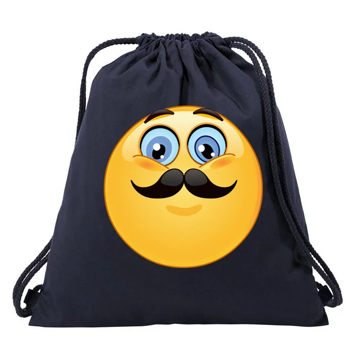 Mustache Emoji Smiley Face Drawstring Bag