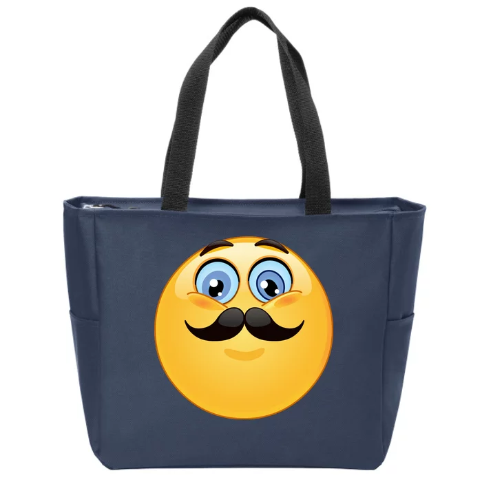 Mustache Emoji Smiley Face Zip Tote Bag