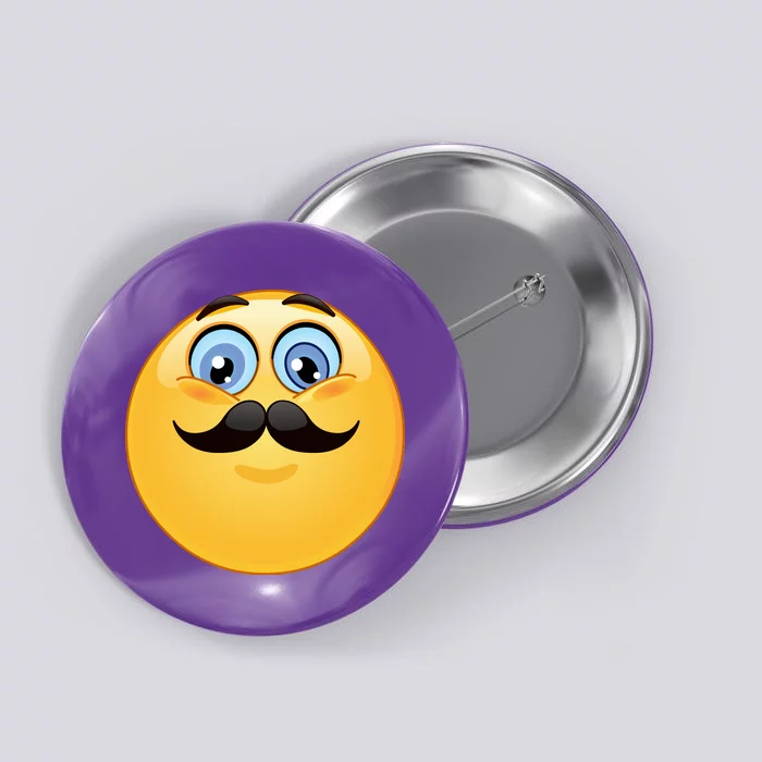 Mustache Emoji Smiley Face Button