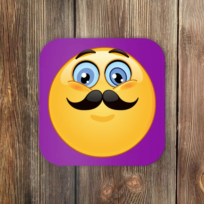 Mustache Emoji Smiley Face Coaster