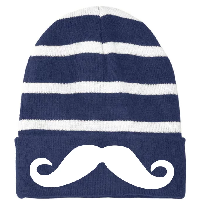 Mustache Logo Striped Beanie with Solid Band