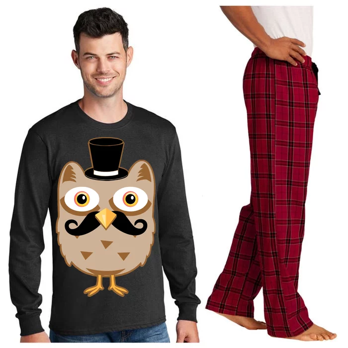 Mustache Owl With Hat Long Sleeve Pajama Set