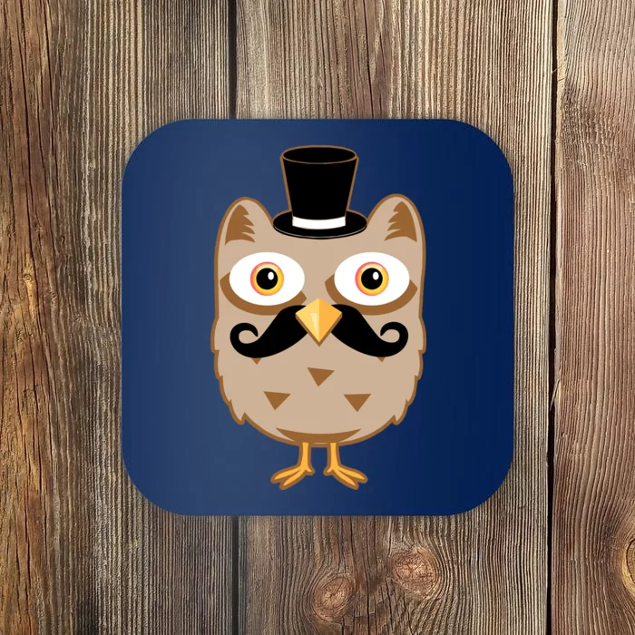 Mustache Owl With Hat Coaster