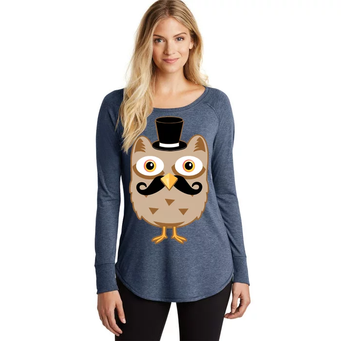 Mustache Owl With Hat Women's Perfect Tri Tunic Long Sleeve Shirt