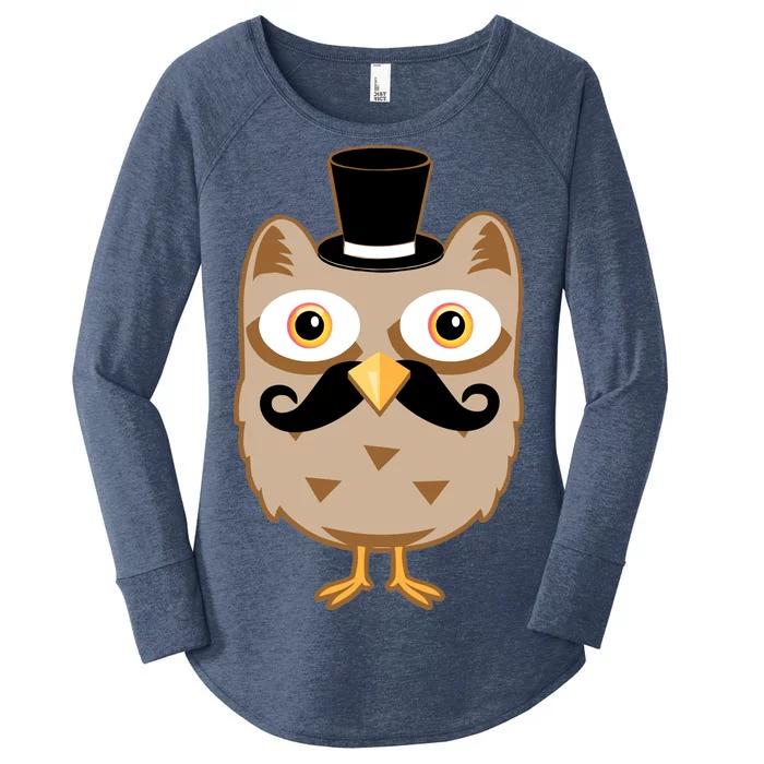 Mustache Owl With Hat Women's Perfect Tri Tunic Long Sleeve Shirt