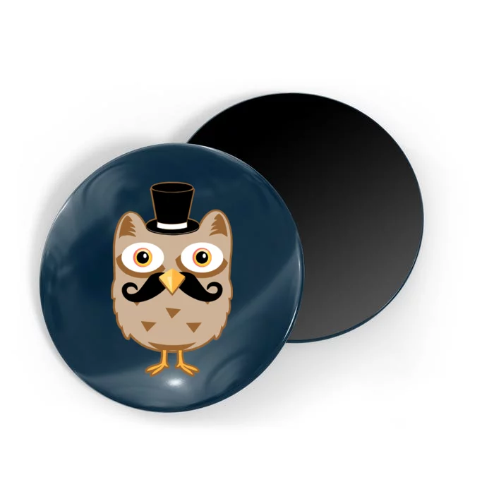 Mustache Owl With Hat Magnet