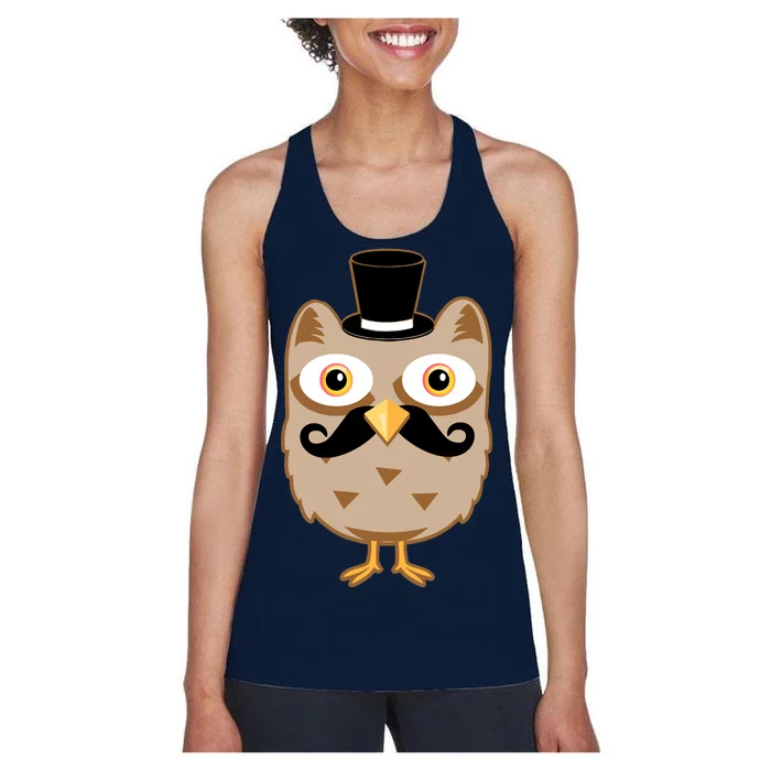 Mustache Owl With Hat Women's Racerback Tank