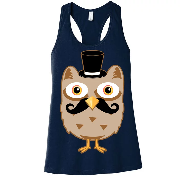 Mustache Owl With Hat Women's Racerback Tank