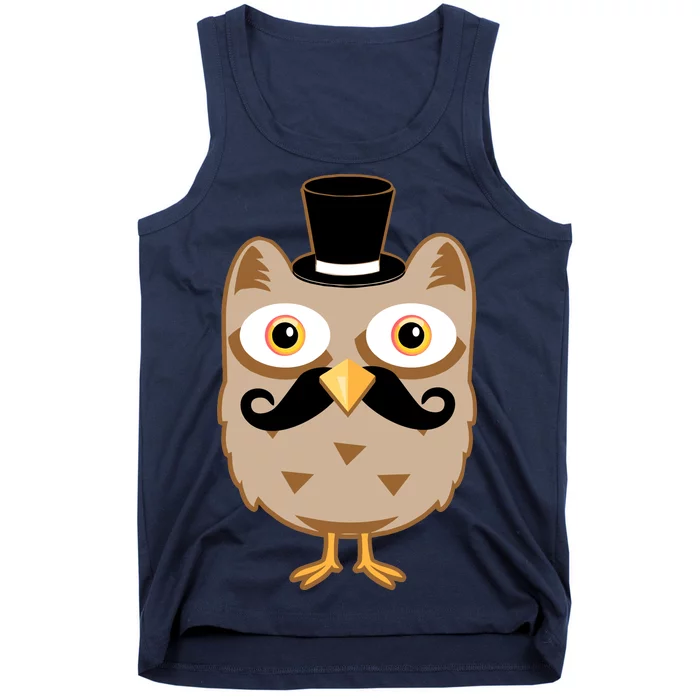 Mustache Owl With Hat Tank Top