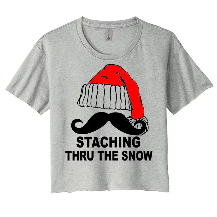 Mustache Thru The Snow Women's Crop Top Tee