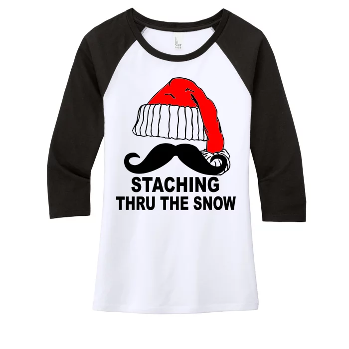 Mustache Thru The Snow Women's Tri-Blend 3/4-Sleeve Raglan Shirt