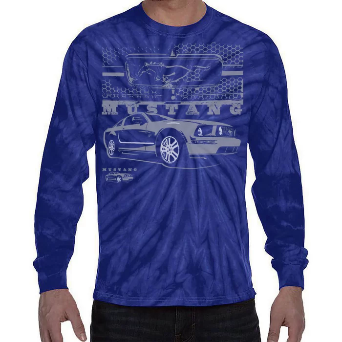 Mustang With Grill Ford Tie-Dye Long Sleeve Shirt