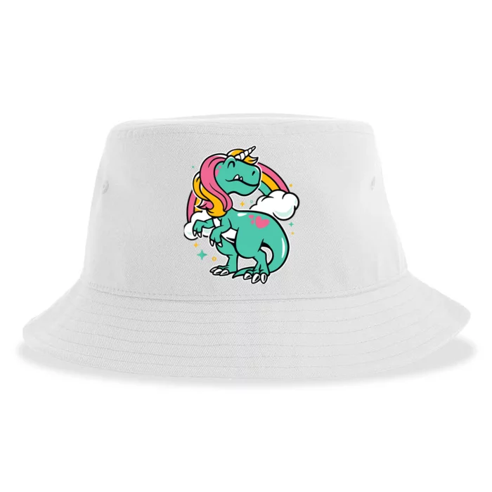 Majestic Unicornasaurus T Rex Unicorn Boy Girl Dinosaur Sustainable Bucket Hat