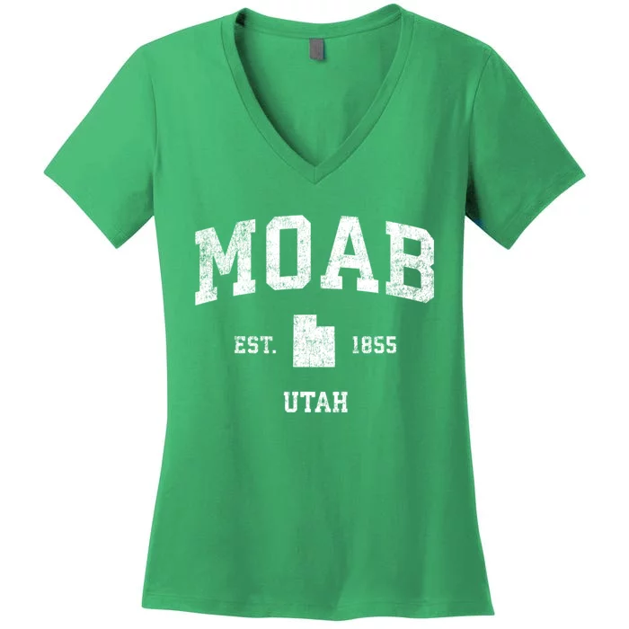 Moab Utah Ut Vintage Sports Women's V-Neck T-Shirt