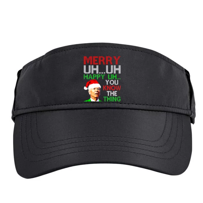 Merry Uh Uh Happy Uh Funny Joe Biden Ugly Christmas Sweater Adult Drive Performance Visor