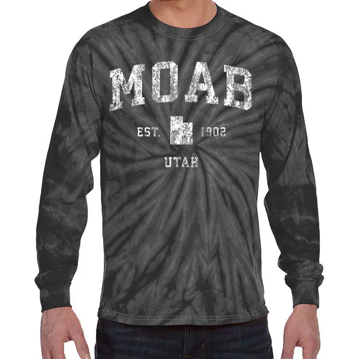 Moab Utah Ut Vintage Athletic Sports Design Tie-Dye Long Sleeve Shirt