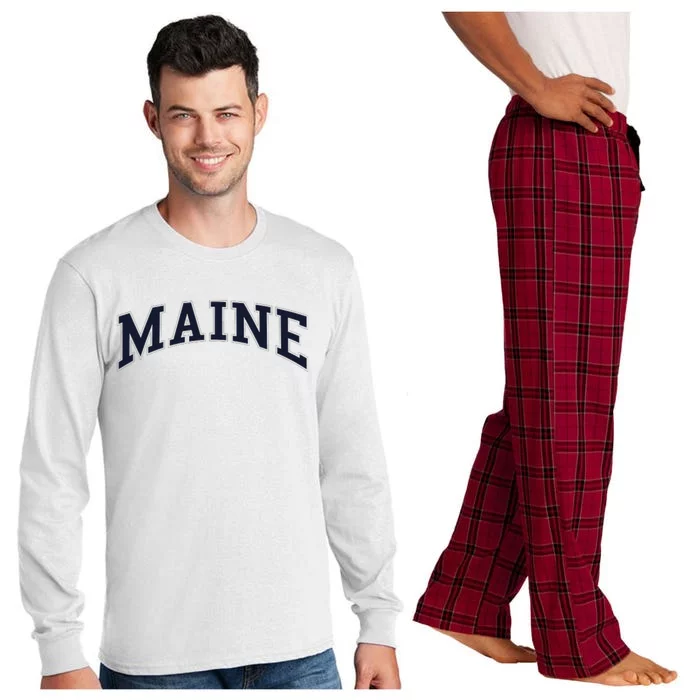 Maine Usa Varsity Style Long Sleeve Pajama Set