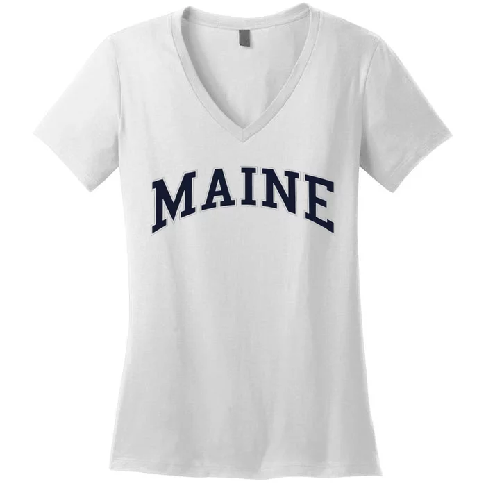 Maine Usa Varsity Style Women's V-Neck T-Shirt