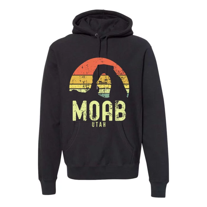 Moab Utah Vintage Sunset Arches Adventure Outdoors Meaningful Premium Hoodie