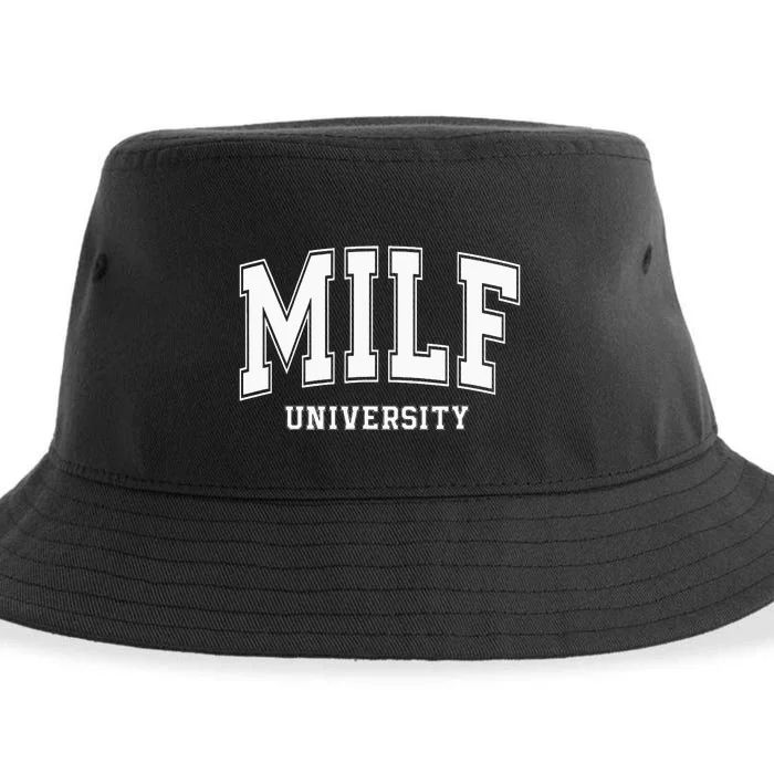 MILF University vintage funny saying sarcastic sexy mom MILF Sustainable Bucket Hat