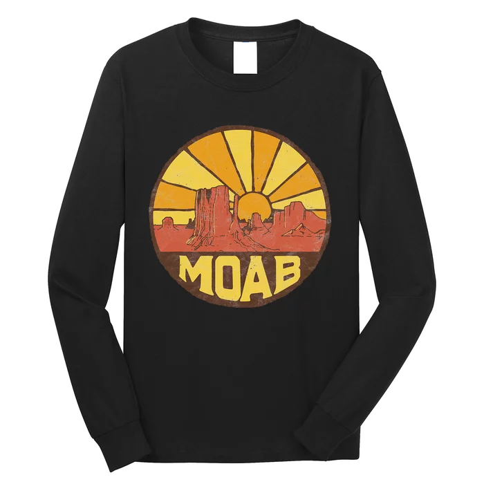 Moab Utah Vintage Desert Sunset 80s Long Sleeve Shirt