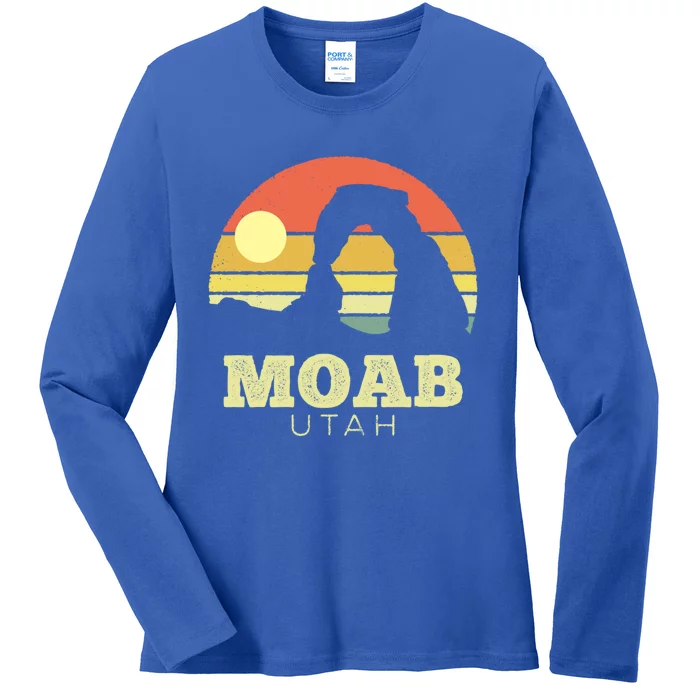 Moab Utah Vintage Sunset Arches Adventure Outdoors Meaningful Gift Ladies Long Sleeve Shirt