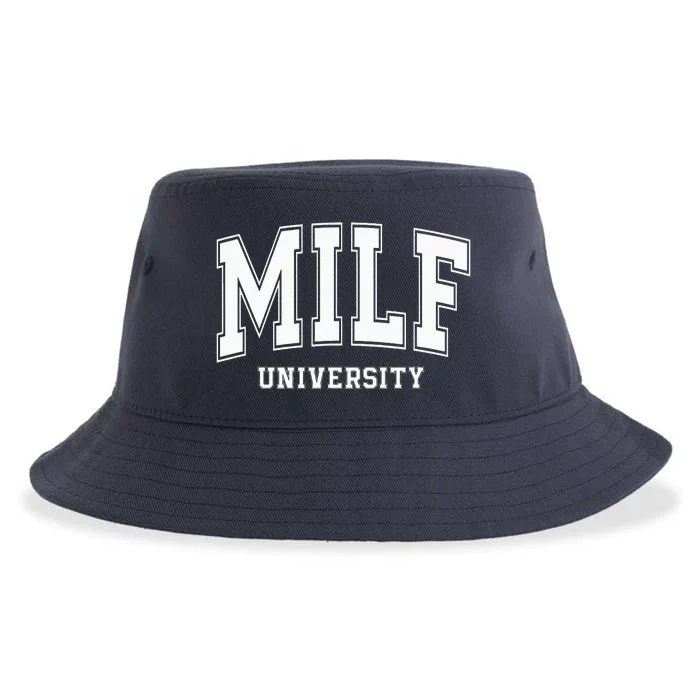 MILF University Vintage Funny Saying Sarcastic Sexy Mom MILF Sustainable Bucket Hat