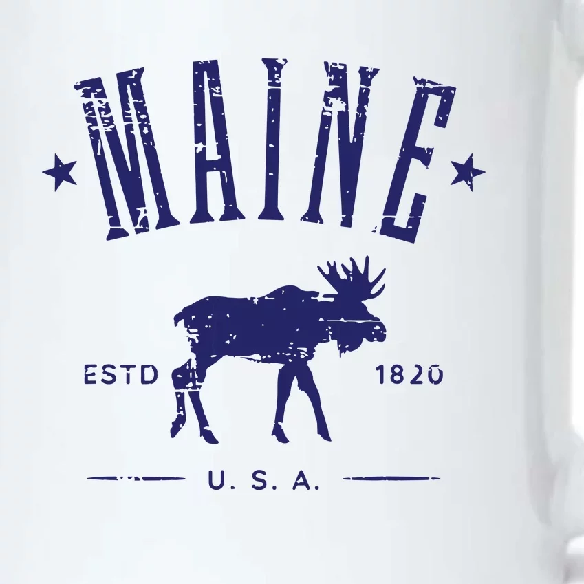 Maine Usa With Moose Distressed Design Souvenir Black Color Changing Mug