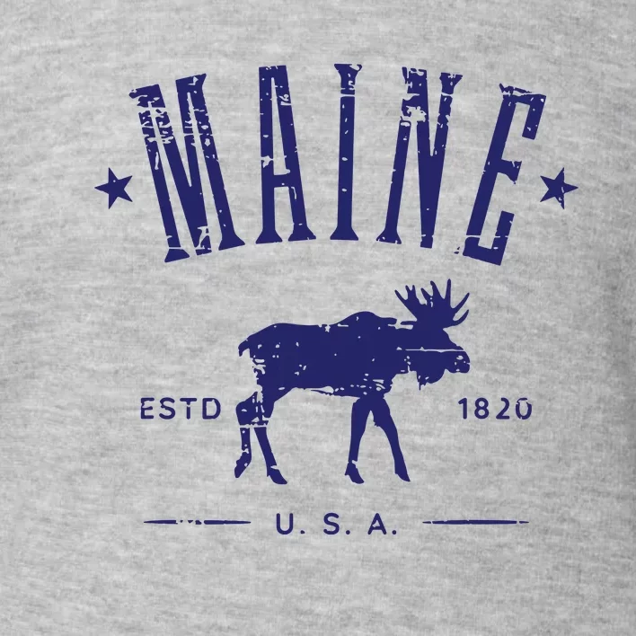 Maine Usa With Moose Distressed Design Souvenir Toddler Sweatshirt