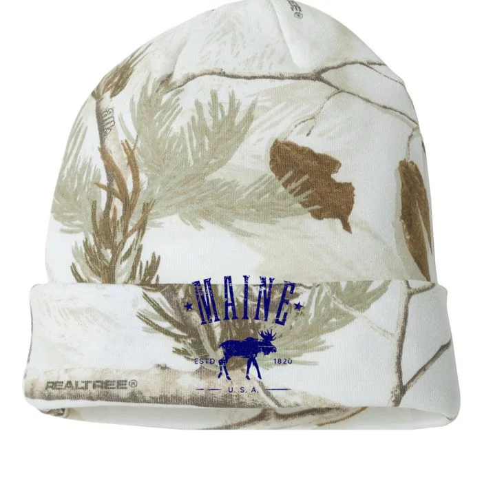 Maine Usa With Moose Distressed Design Souvenir Kati - 12in Camo Beanie