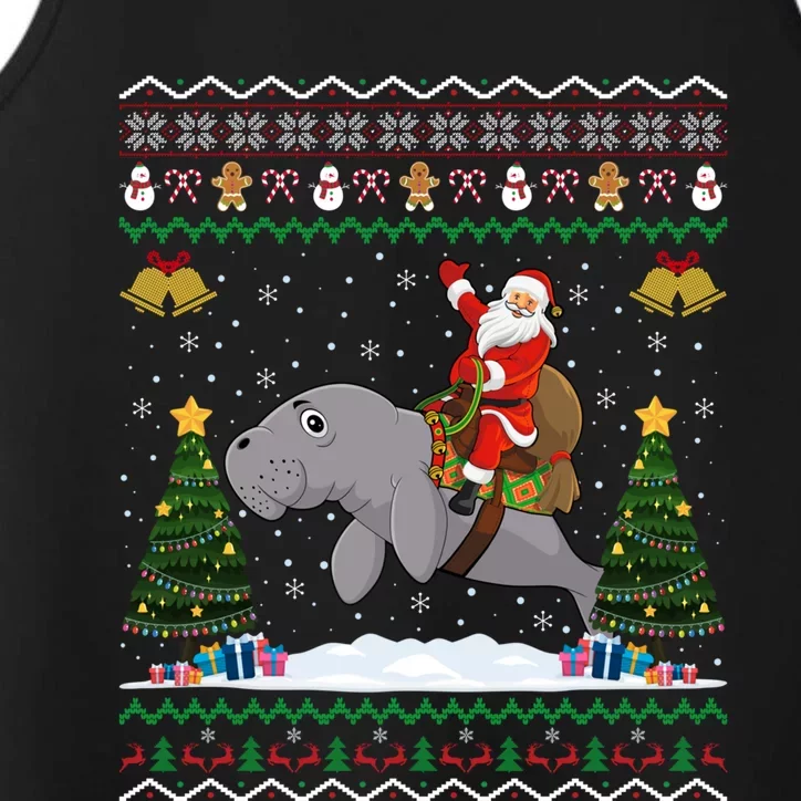 Manatee Ugly Xmas Gift Santa Riding Atee Christmas Cool Gift Performance Tank