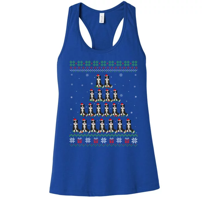 Matching Ugly Xmas Ornat Decor Border Collie Dog Tree Meaningful Gift Women's Racerback Tank