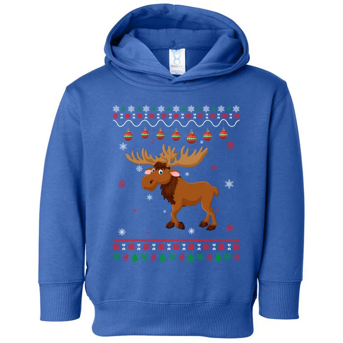 Moose Ugly Xmas Design Matching Ugly Christmas Holiday Gift Toddler Hoodie