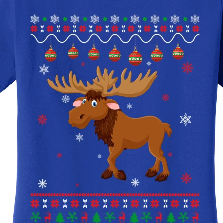 Moose Ugly Xmas Design Matching Ugly Christmas Holiday Gift Women's T-Shirt