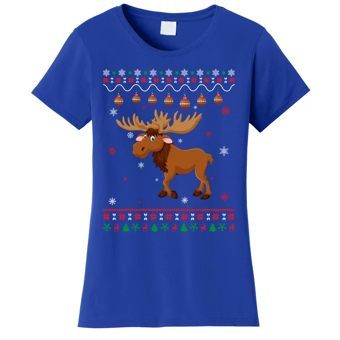 Moose Ugly Xmas Design Matching Ugly Christmas Holiday Gift Women's T-Shirt